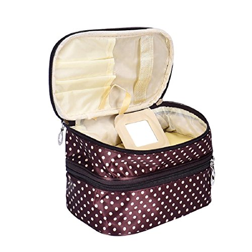 Preisvergleich Produktbild Tonsee Frauen Portable kosmetische Veranstalter Make-up Hardcase Zip Beutel(Caffee)