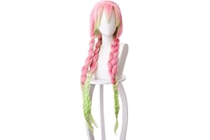 OSIAS Peluca Cosplay Anime, Peluca Demon Slaye, Redecilla Gratis, Para Halloween, Fiesta, Carnaval, Vida Nocturna, Conciertos, Bodas, Regalo de Cumpleaños(Kanroji Mitsuri)