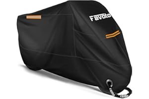 Favoto Housse Protection pour Moto Couverture Polyester 210T Résistant aux déjections d'oiseaux, à l'eau, à la Poussière/Neige/Pluie, au Vent, Soleil pour Moto Scooter Custom, 265x105x125cm XXXL