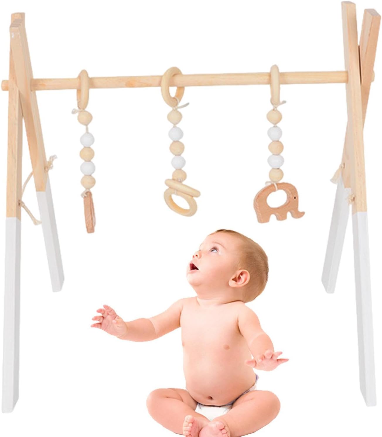 Kids Wooden Clothes Rack Play Structure – Pine Display Stand for Garments Crafts Toys 45x37.5x47.5cm | Decorative Setup with Design for Nursery Room Play Area Education Purpose