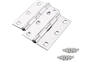 Cretty-Meet 2 Sets Replacement Door Hinges 3 Inch Stainless Steel Folding Butt Hinges Strong Solid Hinges with 12pcs Screws for Door Case Lid Wooden Box Chest (Silver)