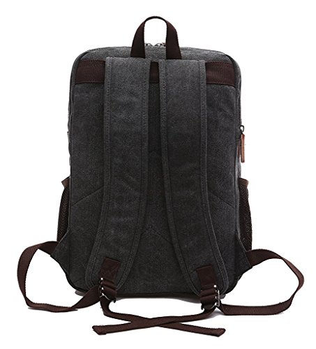 Bdawin Vintage Segeltuch Laptop Rucksack Schulrucksack 8675 Schwarz