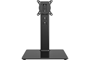HEMUDU HT07B-001P Uniwersalny obrotowy stojak pod telewizor, podstawa pod telewizor od 13 do 32 cali, obracany o 100 stopni, 4-stopniowa regulacja wysokości, wytrzymała podstawa ze szkła hartowanego, nośność
