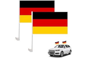 Deutschland Flagge Auto, Autofahne Deutschland, Deutschlandfahne Auto, EM 2024 Deutschland Flagge für Auto, Autofahne 45x30 cm, Autofahne mit 43 cm Kunststoffmast und Befestigungsklammer (2 Stück)