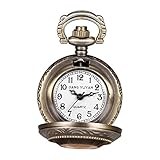 Easy Go Shopping Runden Zifferblatt Bronze Muster Retro Peter Hase Header Wishing Flasche Perlen Quarz-Taschenuhr mit Legierung Kette