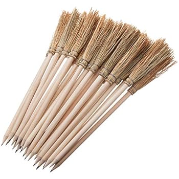 6x Hexenbesen Bleistifte Schwarz 24cm - Originelle Geschenke Für Halloween