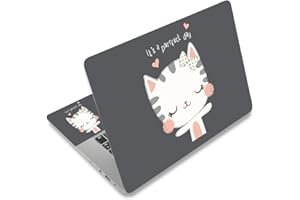 TOLULU Vinilo adhesivo para portátil de 12 pulgadas, 13, 14, 15, 15,6 cubierta (2 almohadillas incluidas), decorativo impermeable extraíble, diseño gato