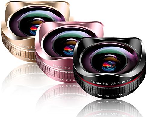 LIJINN Camera Telephoto- 15X Macro Lens HD No Deformity SLR Camera &amp; 16Mm Wide Angle -Stainless On Cell Phone Lenses,Mobile Smartphones Universal,Black