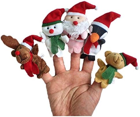 Zolimx Kids Toys 5pcs Story Time Christmas Santa Claus And Friends Finger Puppets (C)