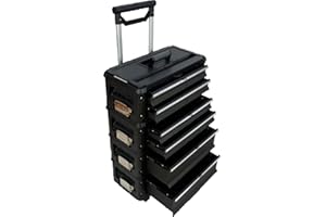 ALEOS. Metall Werkstattwagen rollender Werkzeugtrolley XXL B4-B schwarz mit Schubladenverriegelung und Schloss