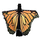 Damen Weicher Gewebe Schmetterlings Flügel Schal, Zolimx Nymphen Pixie Kostüm Zusatz (Orange)