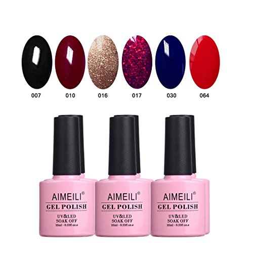 AIMEILI Kit de Esmalte Semipermanente Para Uñas Esmaltes de Uñas Esmaltes en Gel Uñas UV LED Pintauñas Permanente Glitter Set de Regalo Soak Off Manicura Colores De La Mezcla Set 6 X 10ml - Set 21