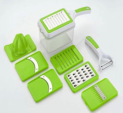 Vivir 8 in 1 Vegetable cutter chipser, grater, peeler, juicer ( Green) RS.299 (70.00% Off) - Amazon