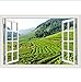 Produktbild WHXJ 3D Fenster Moderne Aufkleber Wandaufkleber Grüner Tee Landschaft Tapeten PVC Vinyl Wandbild Kunst Küche Dekoration Zubehör 70X100 cm