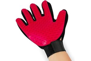 BANSHAN Pet Gloves, Beauty Tools [New 259 Needles] Furniture Pet Hair Removal Gloves - Cat and Dog Long and Short Hair Soft Massage Hair Removal Brush - Soft Beauty Gloves (1 Right Hand, Red)
