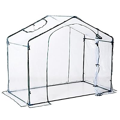 Outsunny Serre de Jardin Balcon terrasse Serre pour tomates 1,8L x 1,05l x 1,65H m Acier PVC imperméable Anti-UV Transparent Vert