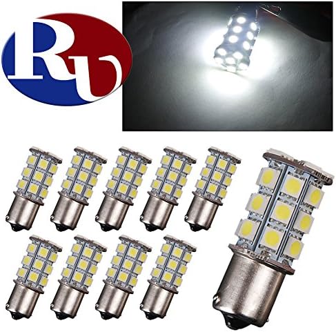 RVNI 10 x 1156 led 27-SMD 5050 White LED Light bulbs Turn Signal Reverse,Car RV,Tail Stop Brake Turn Signal Light Lamp Bulb 1141 1003 7506 BA15S