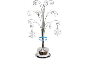 HOHIYA for Swarovski Christmas Ornament 2025 Ornament Display Tree Stand Rotating Hanger Hook Holder Hanging Crystal Suncatcher Decorations Grandmom Gift Silver 16.75 Inch