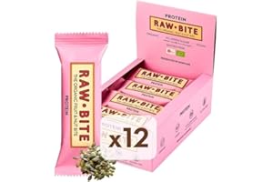 ‎RAWBITE RAWBITE Bio Frucht-Nuss-Riegel PROTEIN in der 12er Box - Vegan, glutenfrei & laktosefrei - Bio Energieriegel in der Großpackung - Fruchtriegel mit Cashewkernen, 12er Pack (12 x 50 g)