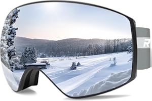 RIOROO Ski Goggles,Snow Goggles for Men Women Ladies Youth, Snowboard Goggles over Glasses, Skiing Goggles with Interchangeable Lenses, OTG UV Protection Compatible Helmet Anti Fog Skiing Snowboarding