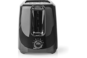 Nedis KABT150EBK Grille-Pain Compact – 2 Fentes – Réglage Toast x6 – Plateau Ramasse-Miettes – Noir