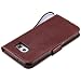 Samsung Galaxy S6 Lanyard Strap Leather Case,Samsung Galaxy S6 Bookstyle Magnetic Closure [Brown Solid Color] Stand Flip Case,Herzzer Premium Elegant[Embossed Butterfly Tree Cat Painted] PU Leather Fold Wallet Case Inner Flexible TPU Case Folio Smart Cover with [Kickstand] Stand Function Card Holder and ID Slot Slim Flip Protective Skin Cover for Samsung Galaxy S6 + 1 x Black Cellphone Kickstand + 1 x Black Stylus Pen