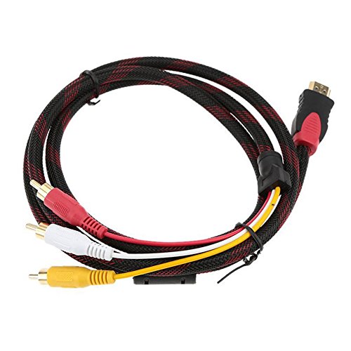 Nereids Net HDMI zu 3RCA Video Audio Kabel Konverter Adapter, Signal Sender Kabel für PC Laptop TV Xbox PS3 PS4 VHS VCR Kamera dvd-white