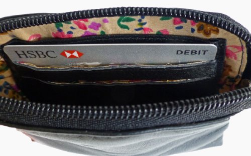 Small Soft Leather Credit Card Holder and Coin Zip Purse (Red)