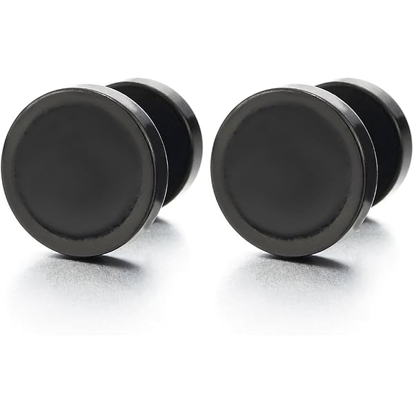 Pendientes Tipo Tornillo Hexagonal Falsos Para Hombre Y Mujer - Acero Inoxidable, 7.8 Mm De Ancho, 32 Mm De Largo, Acabado Espejo (plateado, Negro U Oro)