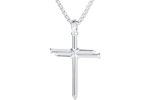 FaithHeart Collier Croix Chretienne Inoxydable/Or/Noir,Pendentif Religieux avec Chaîne 55+5 cm,Bijoux Baptême Amulette de Protection pour Homme,Femme,Garçon (Boîte Cadeau)