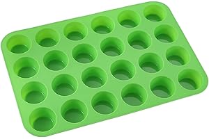 Melearch Teglia per muffin, stampo in silicone per dolci con 24 Stampi Muffin, pirottini in silicone, stampi per muffin antiaderente, stampo mini plumcake - Senza BPA e lavabile in lavastoviglie