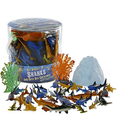 Sharks and Deep Sea Creatures Action Figure Bucket - Huge 41 Piece Set