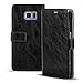 Produktbild Conie PU Lederhülle kompatibel mit Samsung Galaxy Note 7, Schwarze Klapptasche im Vintage Design Etui Hülle mit Kartenfächer