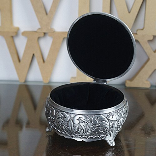 Unendlich U Elegant Rose Gravur Damen Metalllegierung Rund Schmuckschatulle Schmuckkasten Schmuckkoffer Schmuckkästchen Schmuckbox - 3