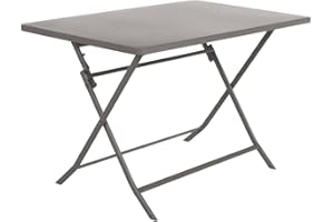 Hespéride - Table de Jardin Pliante Rectangulaire Greensboro Marron Tonka - 4 Places - Acier Traité Epoxy Traitement Antirouille Renforcé