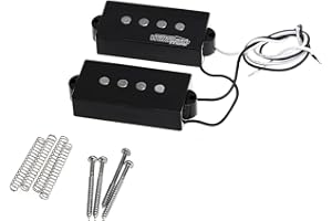 MUSICLILY Wilkinson Serie-M WOPB Variable Gauss Alnico 5 Set 2 Pick Ups Humbucker Precision Bass Tono Vintage per Basso Elettrico tipo PB 4 Corde, Nero