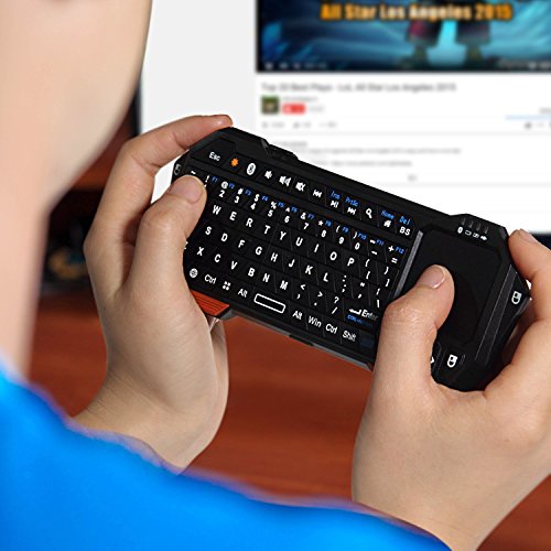 Fosmon Mini drahtlose Bluetooth-Tastatur mit Touchpad, Portable Leichtbau mini drahtloser keyboard Controller für Apple iPhone 7/6s/6s Plus/SE/5S, Samsung Galaxy S7/S7 Edge Android / Windows Smartphones, Tablette, PS3 / PS4, Laptop, Notebook und andere (Schwarz / Orange) - 8