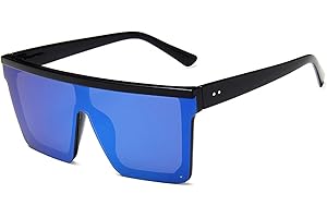 YAMEIZE Occhiali da Sole Vintage Flat Top Oversize - per Donna Uomo Protezione UV400 con Montatura alla Moda Occhiali Quadrati alla per Esterni