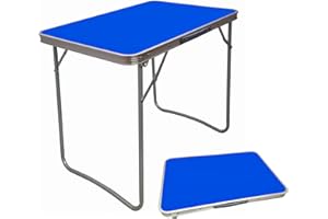 Janoon WOODEN PORTABLE PICNIC TABLE MDF BLUE FOLDING TABLE INDOOR OUTDOOR CAMPING HIKE BY Crystals®