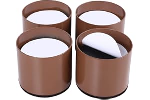 Ezprotekt 2 Inch Round Bed Risers Heavy Duty Stackable Furniture Risers - Solid Steel Bed Furniture Risers Post for Couch Bed Table Protect Wood & Carpet Surface, 3.15 x 3.15x 2 Inch(4 Pack, Brown)