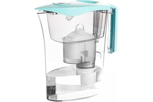 LAICA Jarra Filtrante MikroPLASTIK-STOP (3L) - Doble Filtración con 3 Filtros bi-flux + 1 Filtro Microplásticos - Bloquea hasta 99.9% de Microplásticos (1 μm) - Con Temporizador - Italia