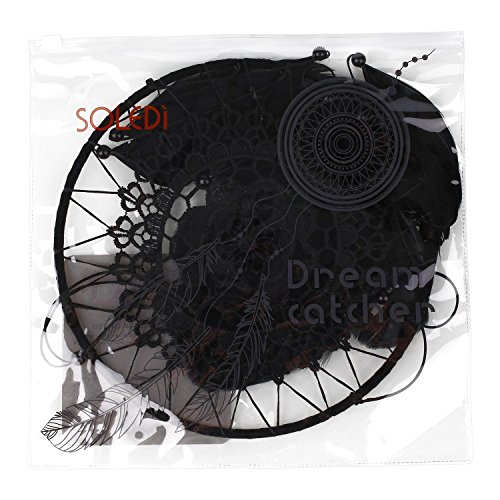 SOLEDI Dreamcatcher Traumfänger Glücksbringer exquisite Stickereien aus der schönsten Geschichten in der amerikanischen indischen Mythologie (schwarz) - 7