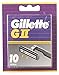 Gilette GII Razor Blade Refill Cartridges, Pack of 10