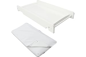 Puckdaddy set de planche à langer Mika 87x44,5cm et matelas à langer Celine 71 x 41 cm, table à langer en bois avec matelas à langer en coton