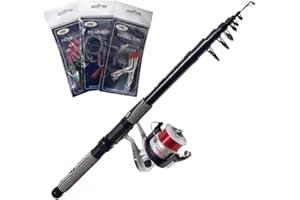 OAKWOOD TELESCOPIC BEACHCASTER ROD 12FT WITH REEL SEA BEACH + Mackerel Feathers