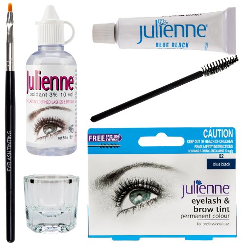 Julienne Eyelash Eyebrow Tint Tinting Kit Dye Blue Black Tint Brush Dish Oxidant