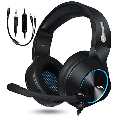 Preisvergleich Produktbild NUBWO Gaming Headset, Stereo PC Headset Geräuschunterdrückung Gaming Kopfhörer mit Mikrofon, Comfort Memory Ohrenschützer, Lautstärkeregler für Xbox 1 Playstation 4 PS4 Laptop (Blau)