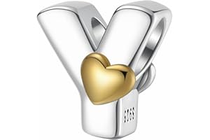 LONGLUCK Perles de breloques pour lettres d'amour A-Z, en argent sterling S925, pour bracelet Pandora, collier, cadeaux de bijoux pour femmes