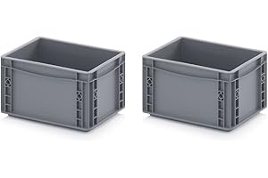 Auer Packaging 2x Eurobehälter 30 x 20 x 17 grau inkl. gratis Zollstock 2er Set