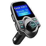 FM Transmitter, VicTsing Car MP3 Player FM Transmitter Bluetooth Handsfree Car Kit Wireless Radio Audio Adapter with Dual USB 5V 2.1A USB Charger, 1.44 Inch LCD Display, 3.5mm Audio Port, TF Card Slot, USB Flash Drive Port For iPhone, iPad, iPod, HTC, MP3, MP4 and Most Devices with 3.5mm Audio Jack